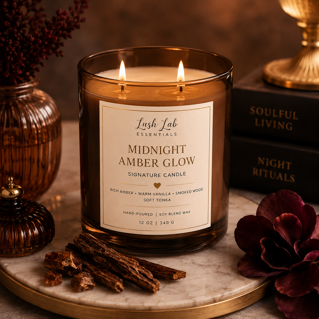 Midnight Amber Glow Candle