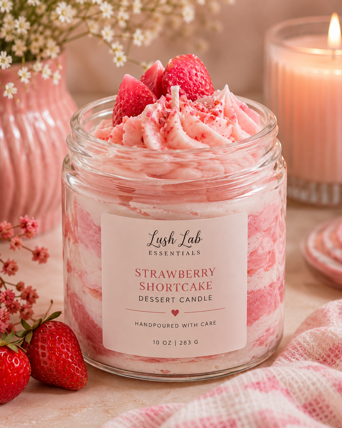 Strawberry Shortcake Dessert Candle